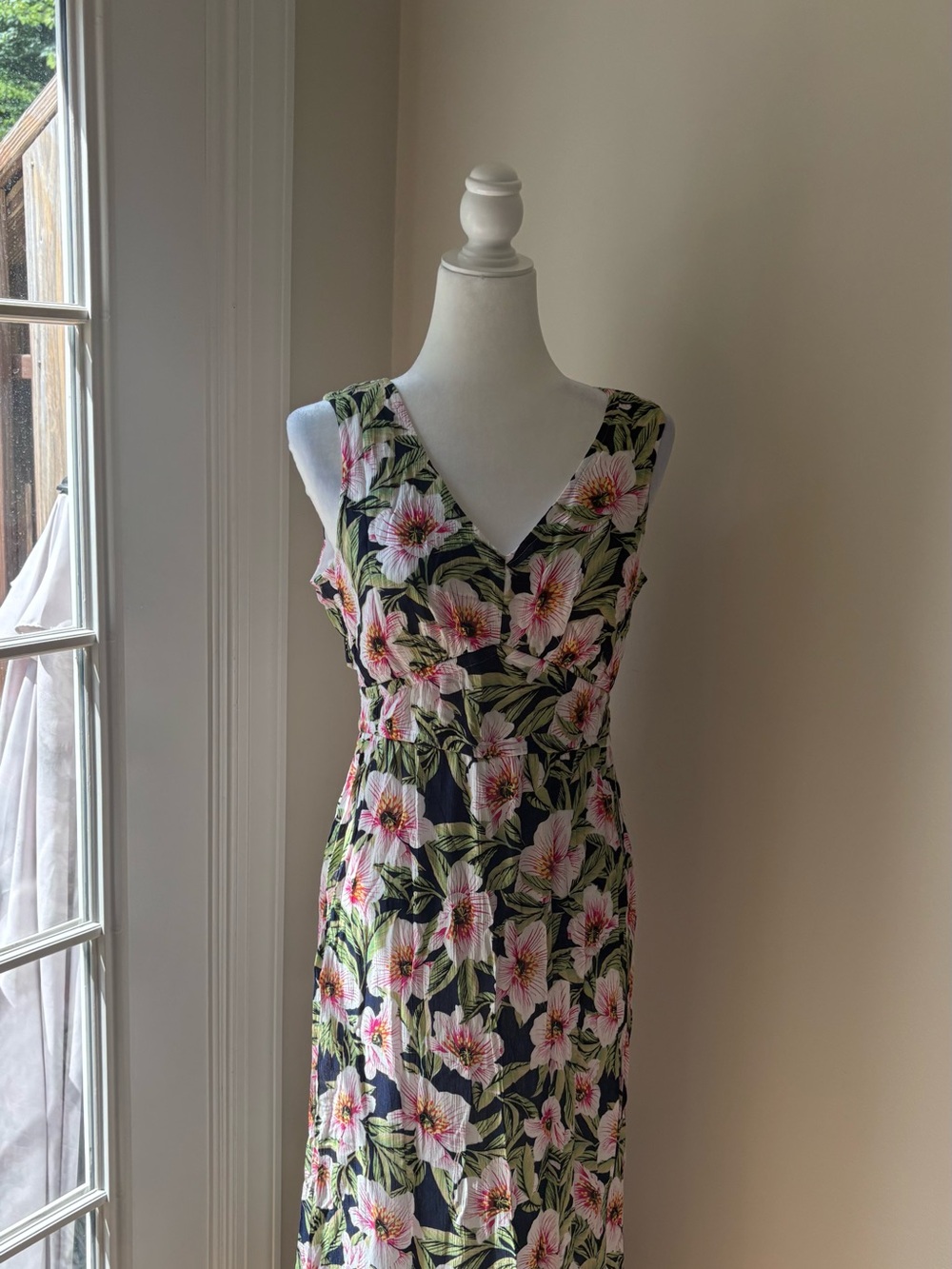 Lily Black Floral V-Neck Maxi Dress with Pink Blossoms